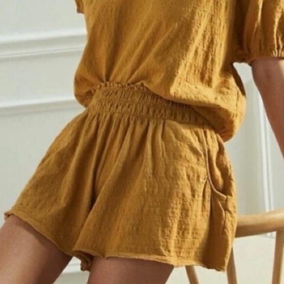 ANTHROPOLOGIE‎ DAILY PRACTICE Kimberly Shorts Size S Honey Mustard Boho - Picture 1 of 9